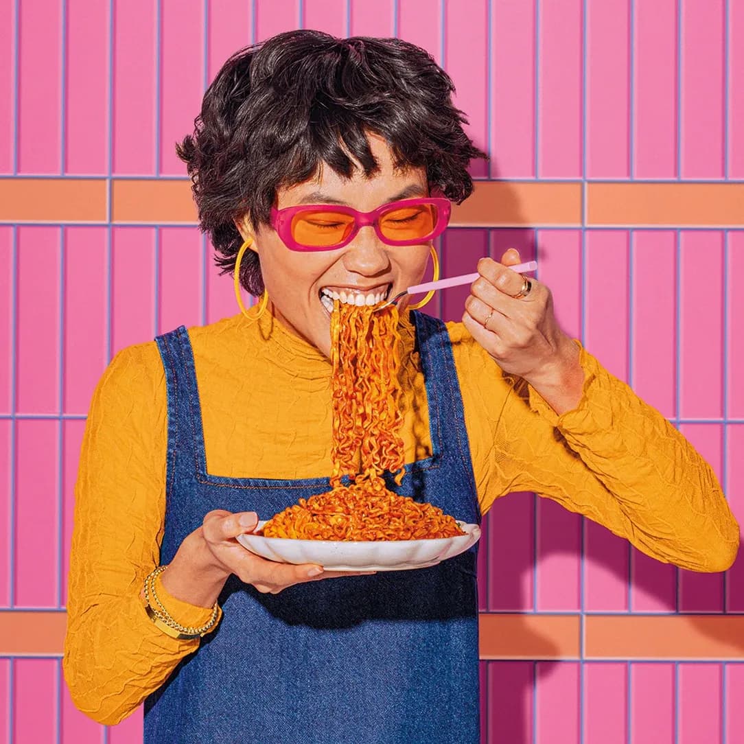 Woman Eating New Maruchan Saucy Noods