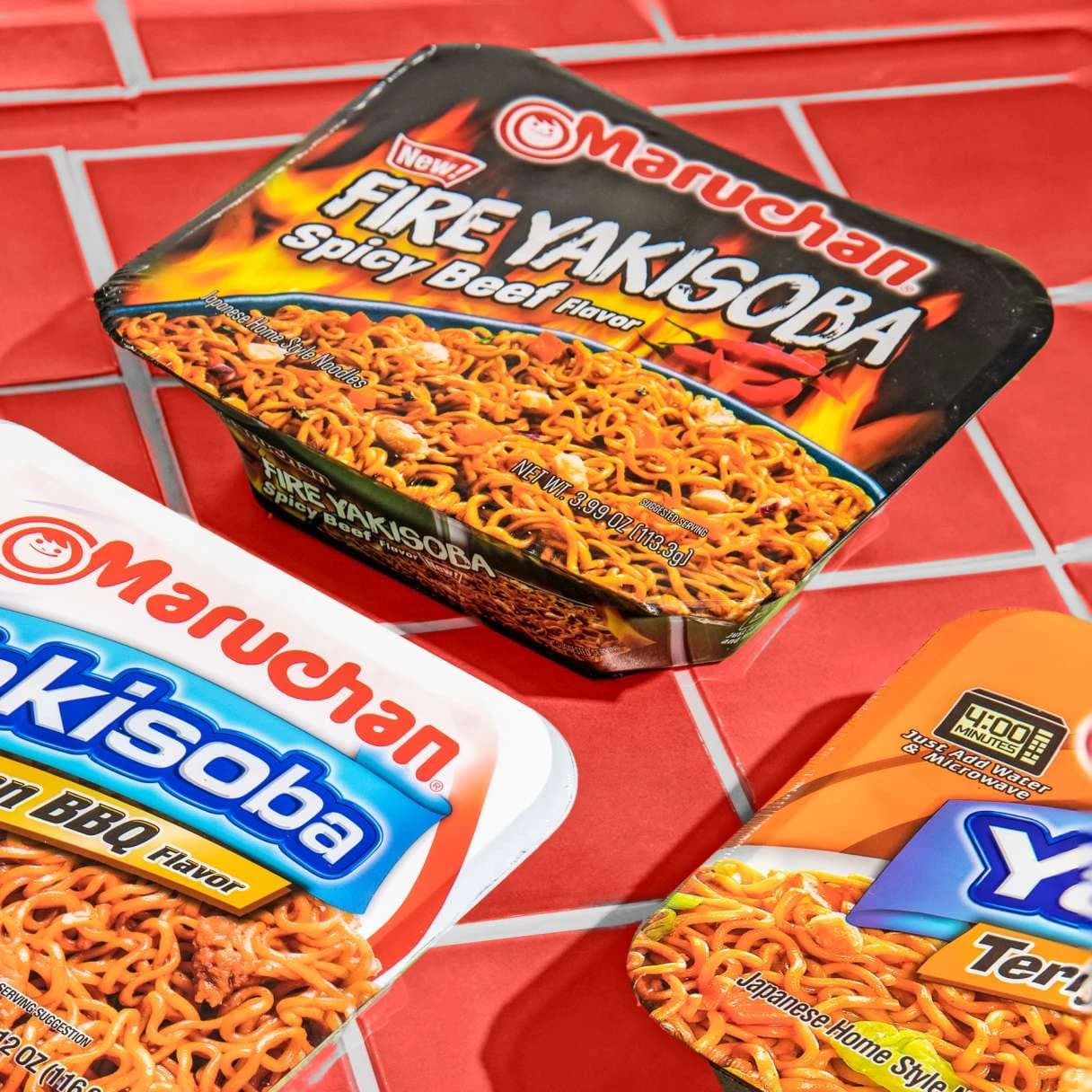 Maruchan yakisoba packages on a table